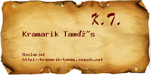 Kramarik Tamás névjegykártya